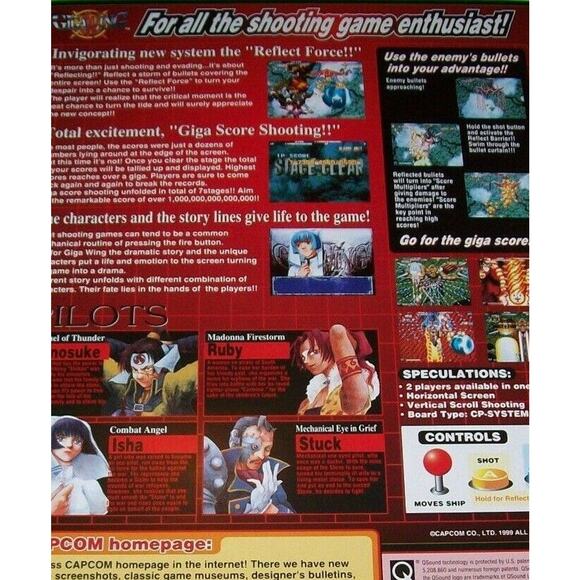 GigaWing Arcade Flyer 1999 Original NOS Video Game Space Shooter Artwork Promo - Picture 3 of 4